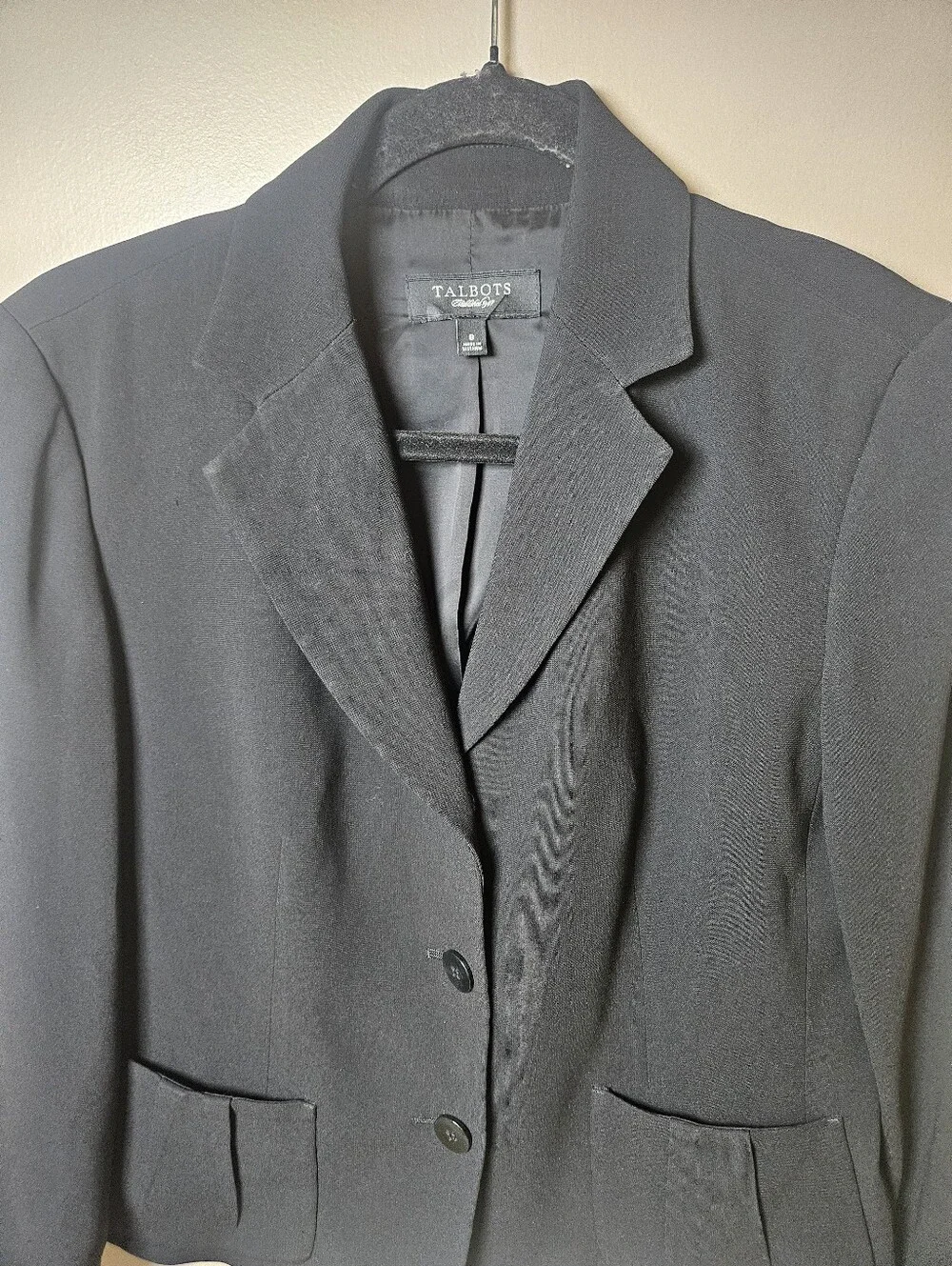 Talbots Black 3 Button Office Career Business Blazer Jacket 8 - Picture 2 of 11